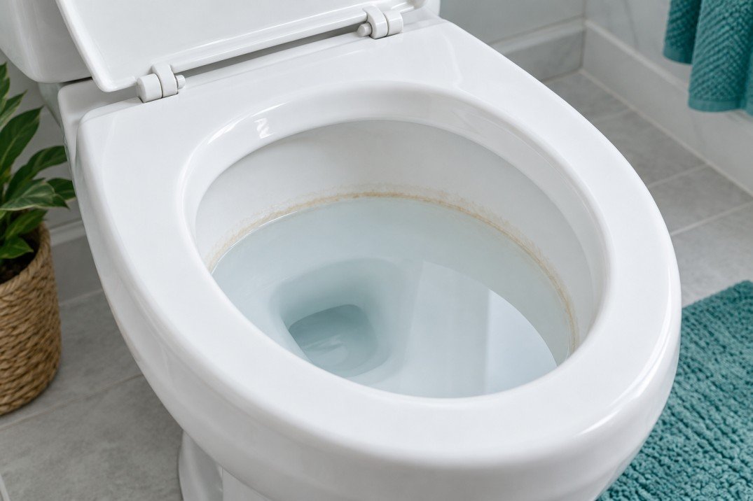 Toilet bowl with stubborn waterline buildup